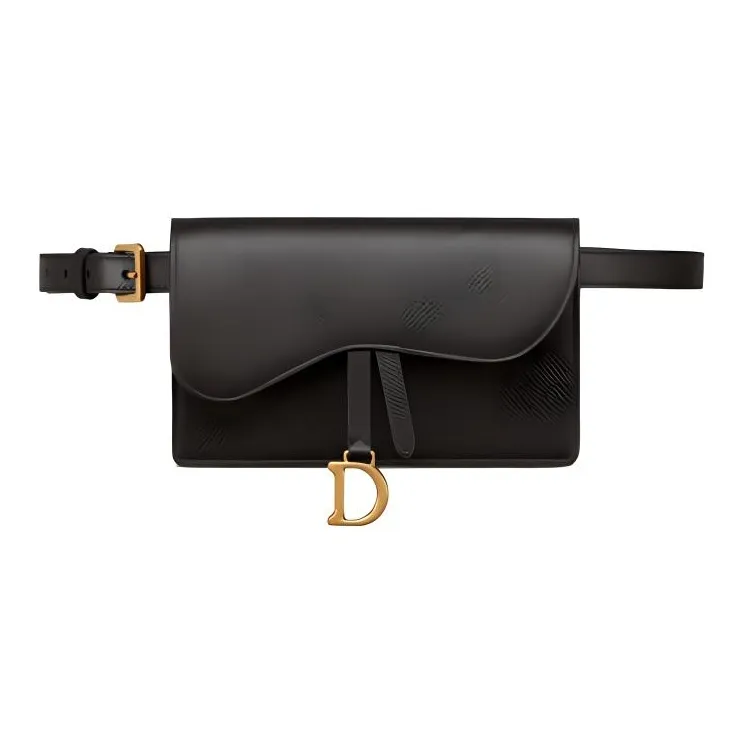 DIOR Saddle Cow Leather Saddle Bag Fanny Pack Regular Women's Black-0