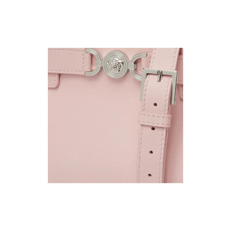 VERSACE Grain Plain Weave Leather Tote Bag, Shopping Bag, Shoulder Bag, Handbag Medium Size Women's Light Pink Red-3