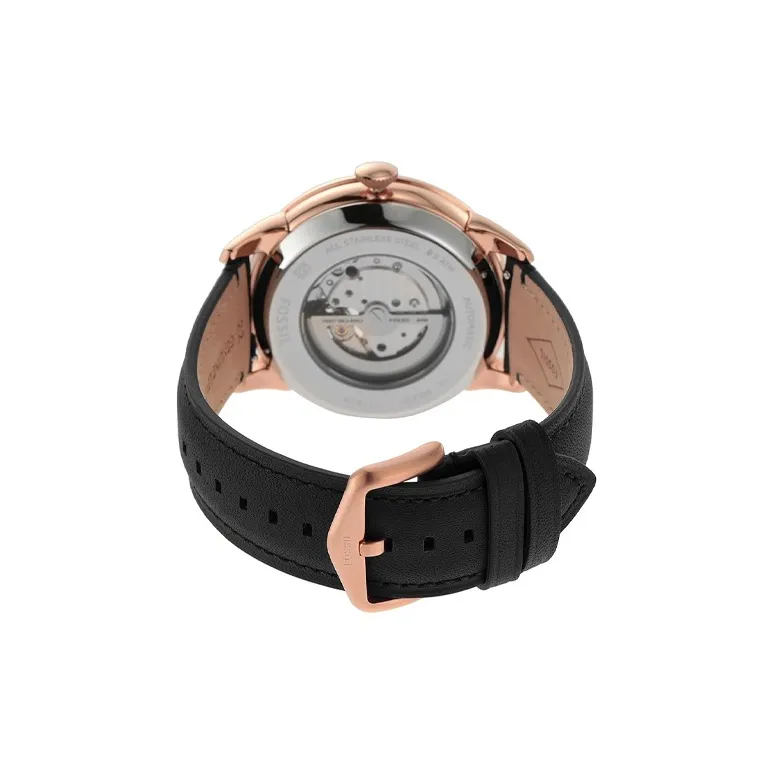 FOSSIL Wrist Watch Automatic Mechanical Movement Leather Strap 44mm Black Dial Men's Watches-3