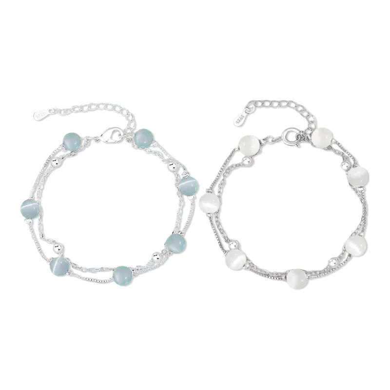 CANHUI Colored Glaze Double Layer Round Bead Bracelet Women's-2