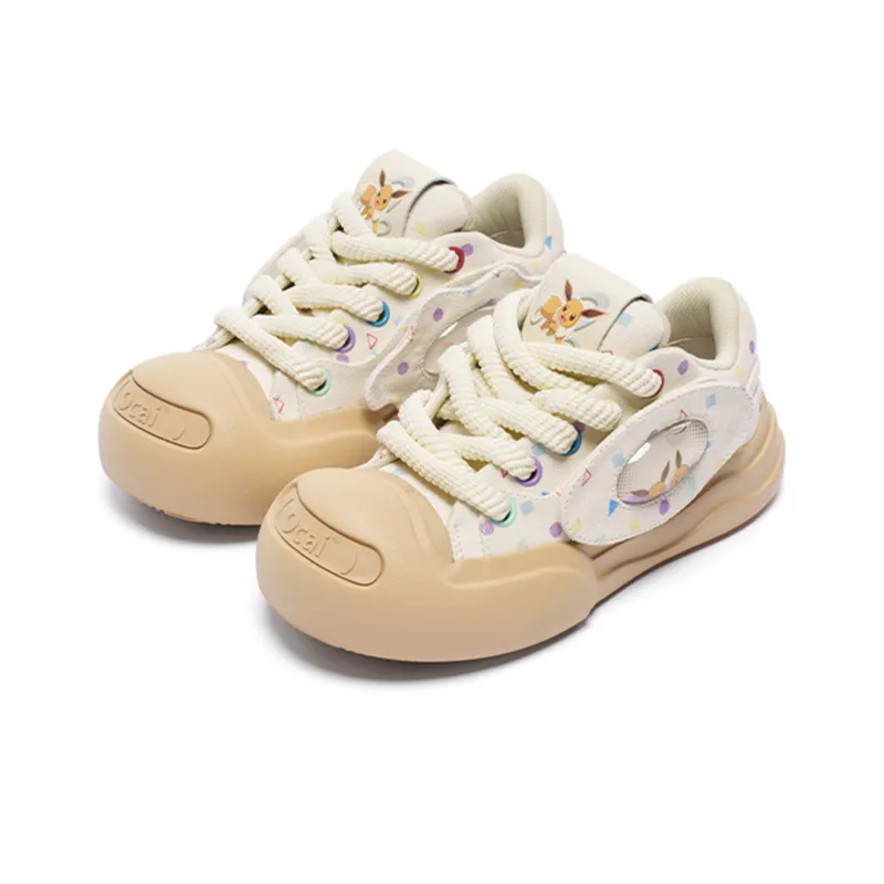 Pokemon x Ocai Low Top Smile Open Ended Smile Unisex Eevee Canvas Shoes-1