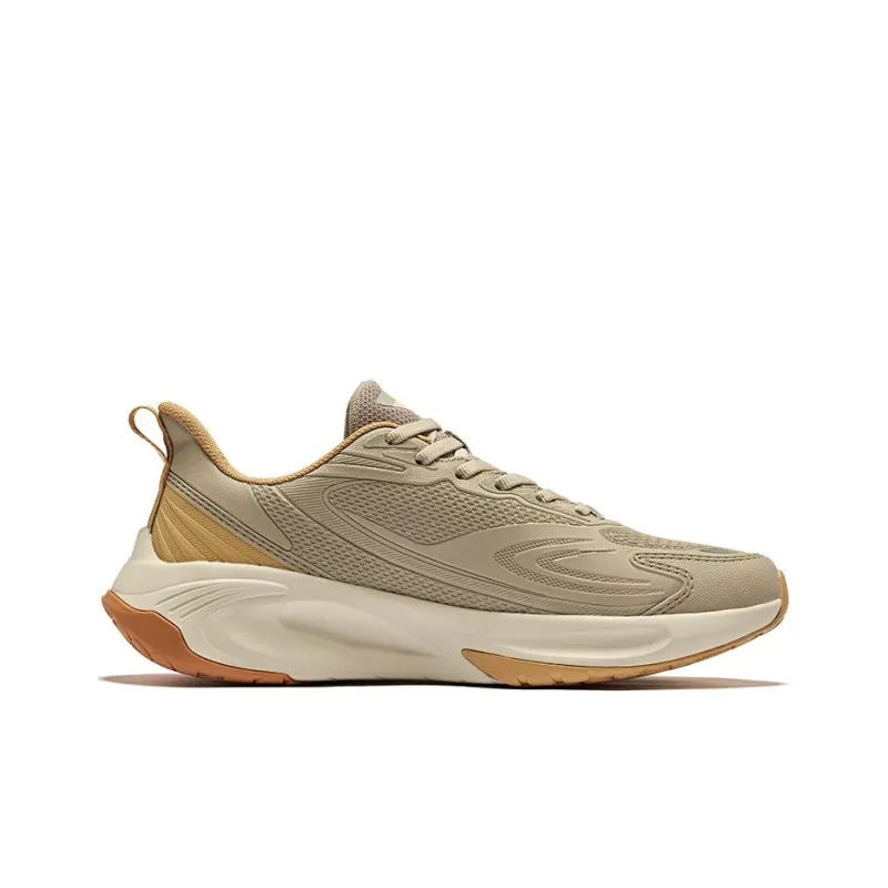Erke Cushioned Wear-Resistant Breathable Low-Top Sprint Running Shoes Men's Light Linen Neutral Beige Camel-1