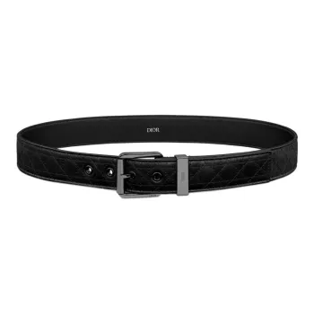 DIOR Leather Leather Belts Men's Black 3.5cm