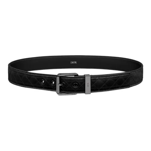 DIOR Leather Leather Belts Men's Black 3.5cm