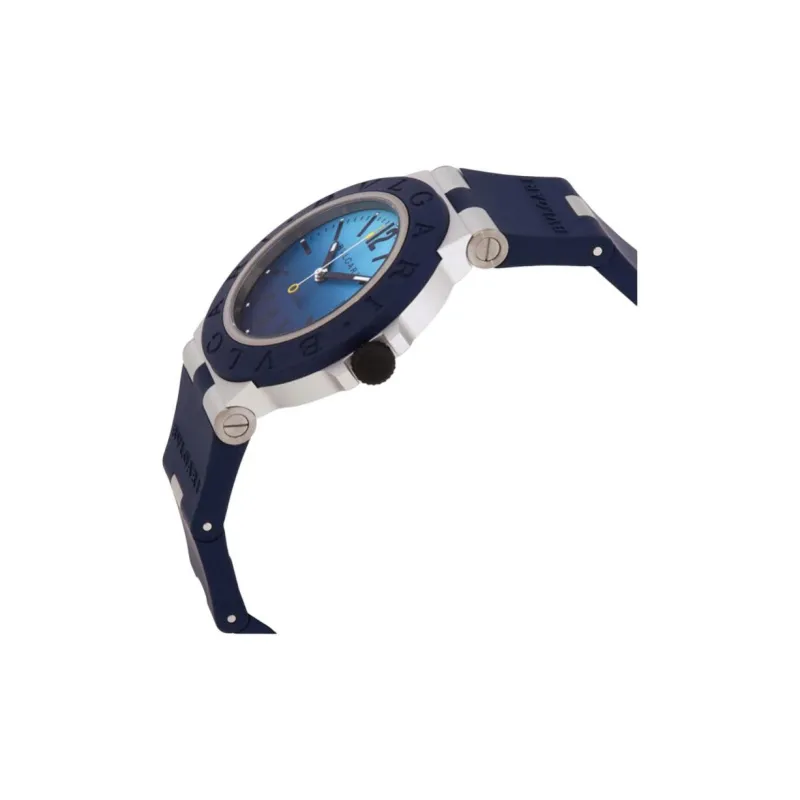 BVLGARI∙BVLGARI Collection Wrist Watch Automatic Mechanical Movement Rubber Strap 40mm Blue Dial Men's Watches-4