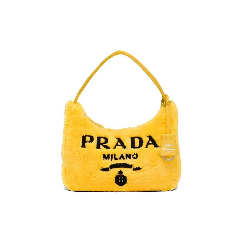 PRADA Re Edition Fabric Hobo Shoulder Bag Handbag Mini Women's Yellow-0