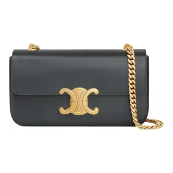 CELINE Triomphe Shiny Calfskin Crossbody Bag, Shoulder Bag Women's Slate Gray
