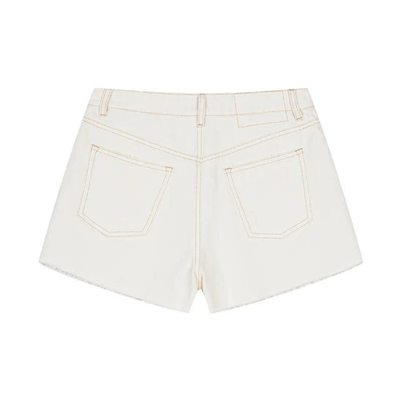 UOOYAA Denim Shorts Women's White-1