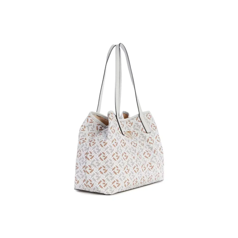 GUESS Leather Tote Bag Shopping Bag Handbag Large Size Women's White-3