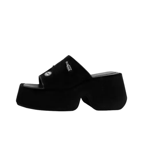 WUDASHU Rubber Sole Slide Slippers Women's Navy Blue
