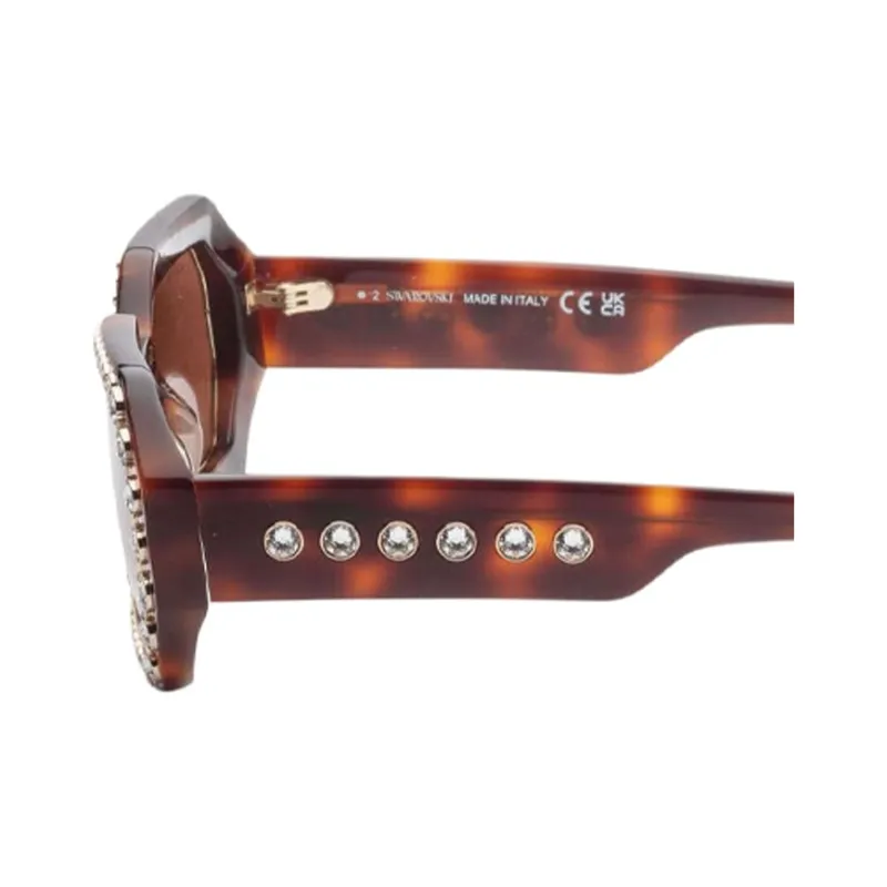 Swarovski Plastic Irregular Shape Sunglasses Women's Tortoiseshell-2