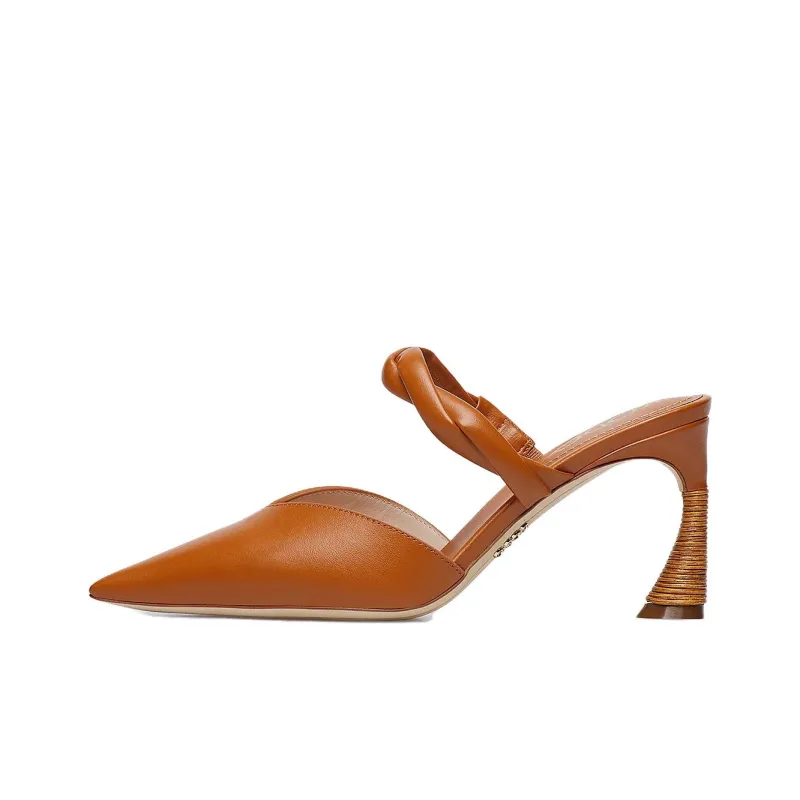 Rodo Closed Toe Slippers 8cm Women's Brown-0
