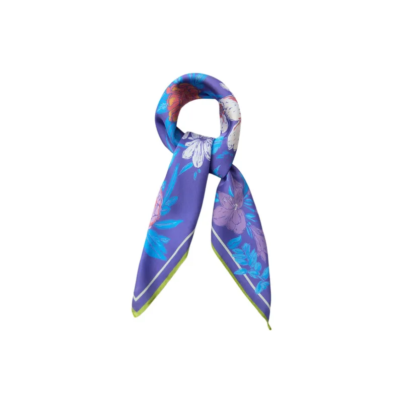 ZARA Polyester Silk Scarves Women's Purple-1