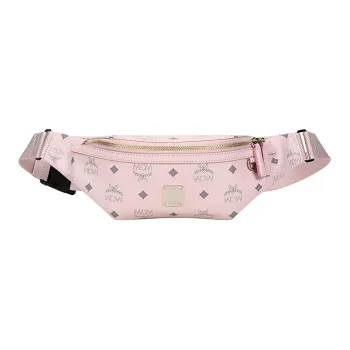 MCM Artificial Leather Sling Bag Small Size Women's Soft Pink
