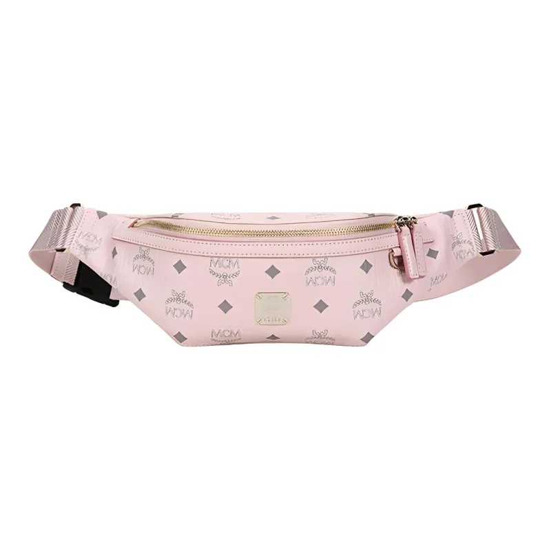 MCM Artificial Leather Sling Bag Small Size Women's Soft Pink-0