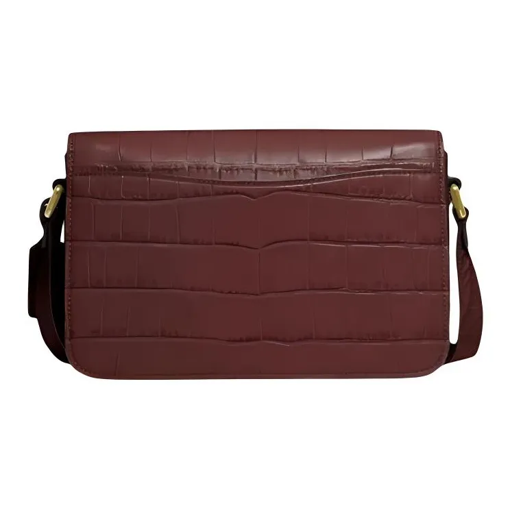 COACH Crocodile Pattern Leather Crossbody Bag, Shoulder Bag Women's Burgundy-1