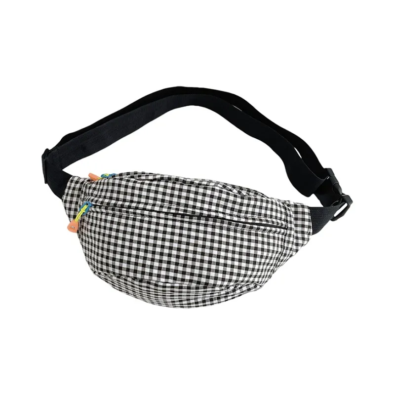 Alcohol Dragon Nylon Fabric Sling Bag Regular Unisex White/Blue/Black/Green/Black White Plaid-0