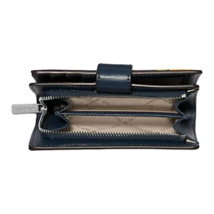 MICHAEL KORS Jet Set Travel Canvas Wallet Medium Size Women's Marine Blue-1