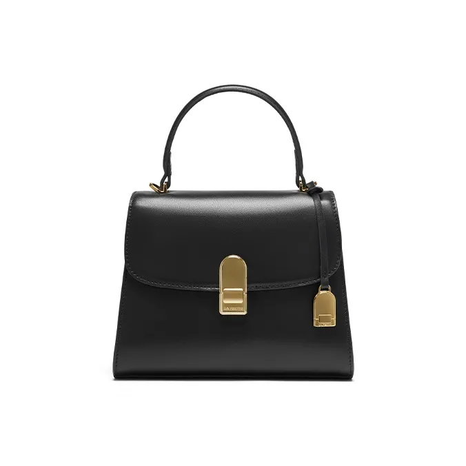 LA FESTIN Top Grain Cow Leather Commute One Shoulder Handbag Medium Size Women's Rouge Red/Ink Black/Jade White-0
