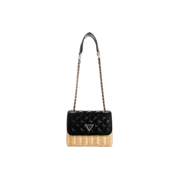 GUESS Faux Leather Shoulder Bag Crossbody Bag Unisex Black & Yellow