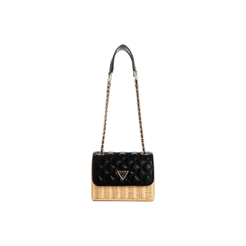 GUESS Faux Leather Shoulder Bag Crossbody Bag Unisex Black & Yellow-0