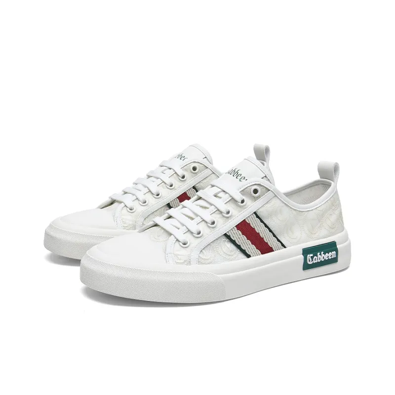 Cabbeen Breathable Low Top Skateboard Shoes Men's White Street Design Feel, Romantic Love Confession-2