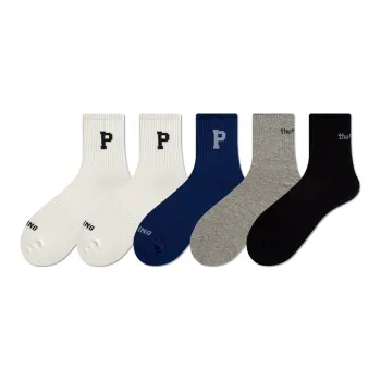 COTTON CHEESE Mid Calf Socks Men's 5 Pack