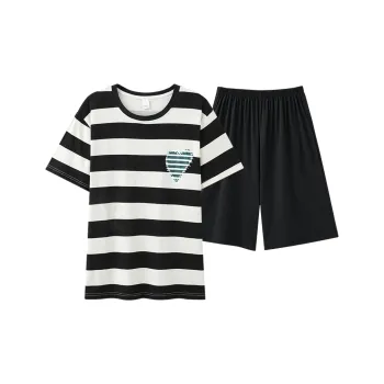 The Story Of The Flower Season Pajama Set Men's Black White Stripes