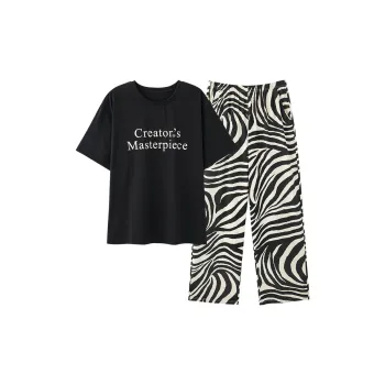 The Story Of The Flower Season Pajama Set Women's Black