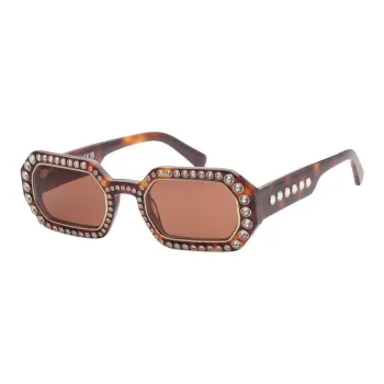 Swarovski Plastic Irregular Shape Sunglasses Women's Tortoiseshell
