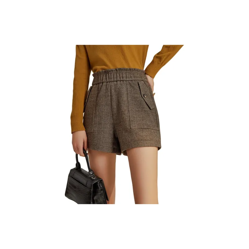 Emodues Casual Shorts Women's Coffee-2