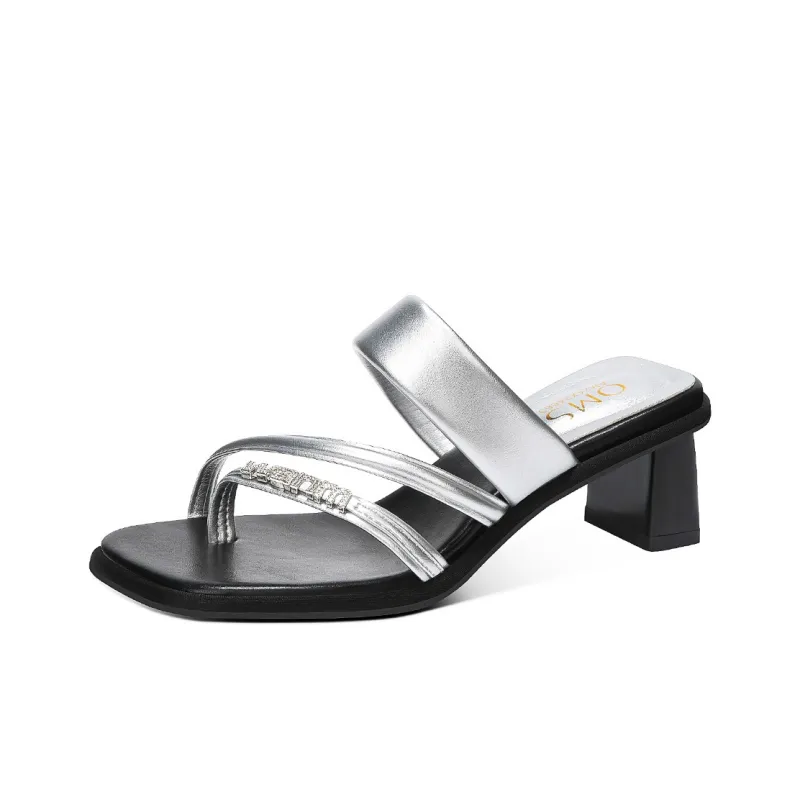 OMS Slide Slippers Women's Black/Silver-4