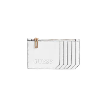 GUESS Faux Leather Card Clip Card Holder Women's White