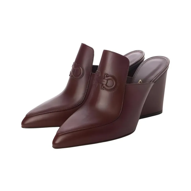 FERRAGAMO Wrap toe Slippers Women's Brown-2