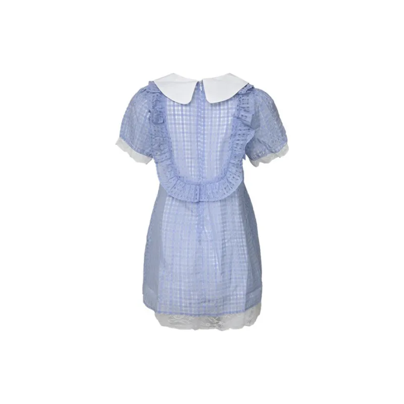 HUINIAN Short Sleeved Dresses Women's Purple Blue-1
