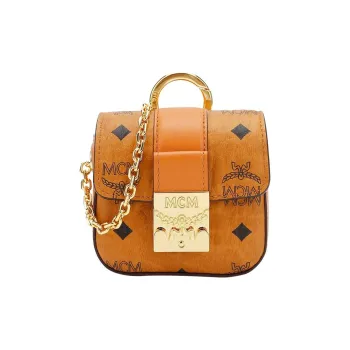 MCM Tracy Visetos Coated Canvas With Leather Trim Crossbody Bag, Shoulder Bag Women's Brown With Cognac