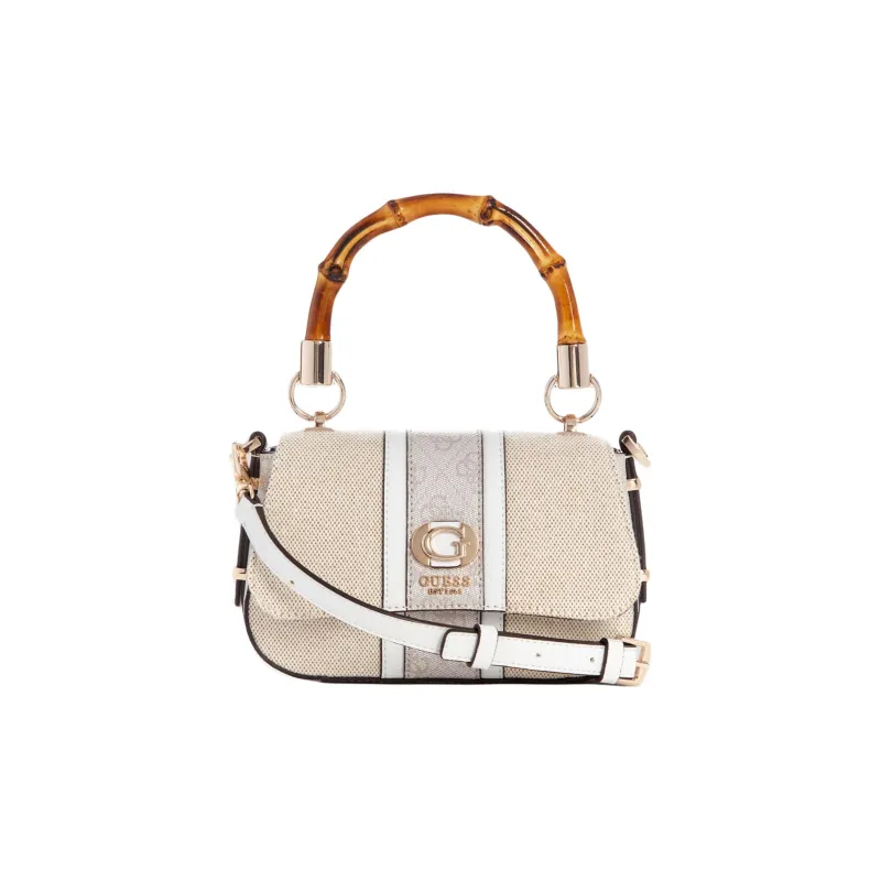 GUESS Canvas With Imitation Leather Trim Shoulder Bag Crossbody Bag Handbag Mini Women's White-0