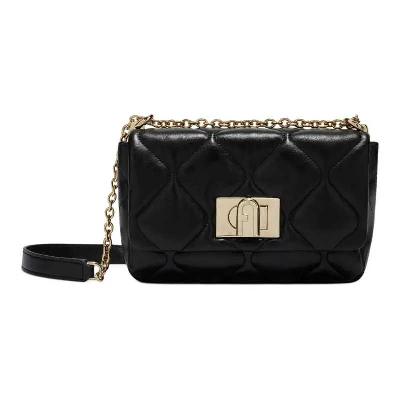 Furla 1927 Collection Quilted Nappa Leather Shoulder Bag Mini Women's Black-0