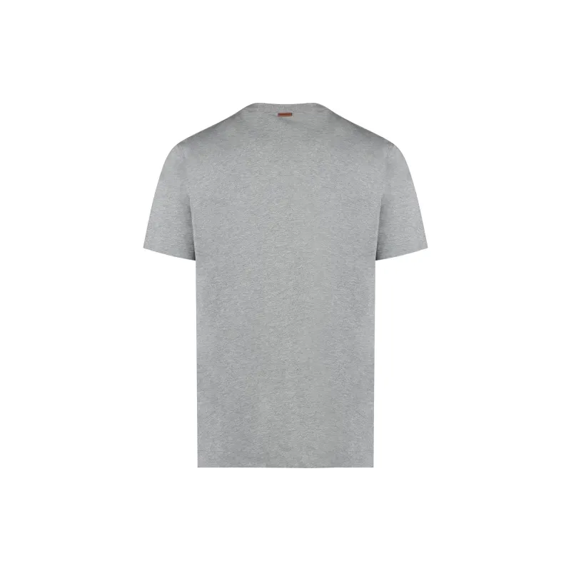 Ermenegildo Zegna Logo Embroidered Crewneck T Shirt-1
