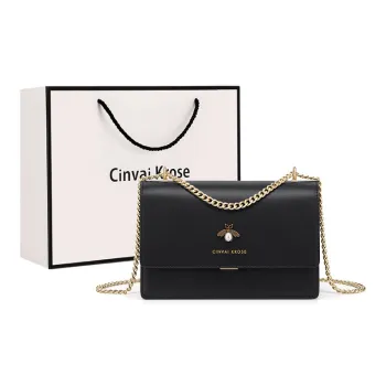 Simvay Clos Cow Leather With Synthetic Leather Crossbody Bag Small Square Bag Shoulder Bag Regular Women's