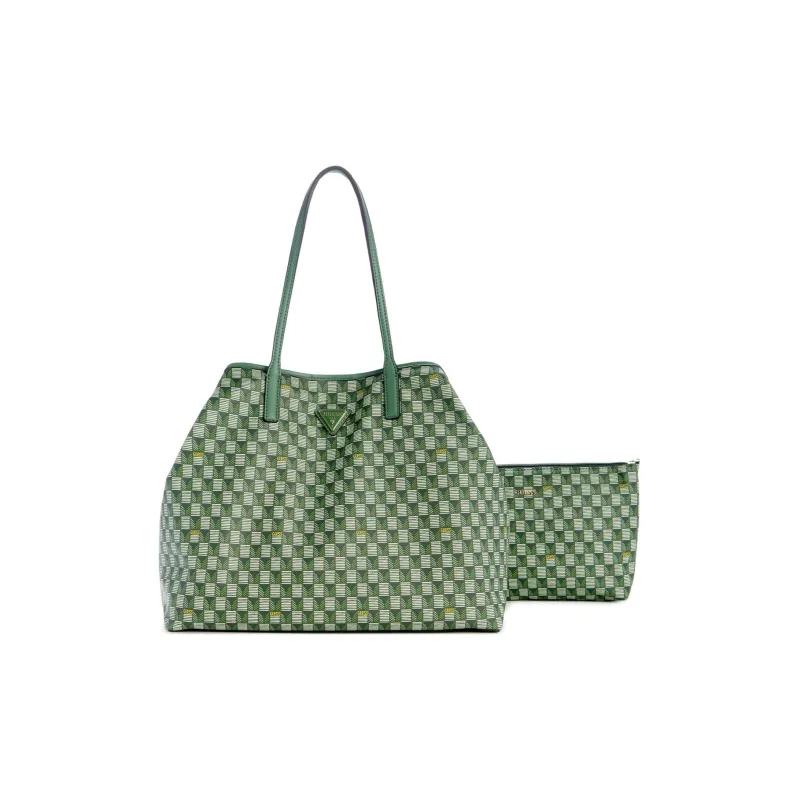 GUESS Faux Leather One Shoulder Handbags Large Size Unisex Green-1
