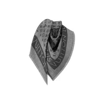 LOUIS VUITTON Silk Silk Scarves Women's Gray