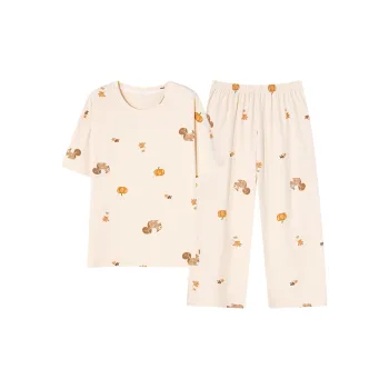CAIHENGTONG Pajama Set Women's Cream Apricot