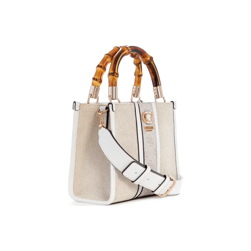 GUESS Canvas Tote Bag Shopping Bag Shoulder Bag Crossbody Bag Handbag Mini Women's White-1