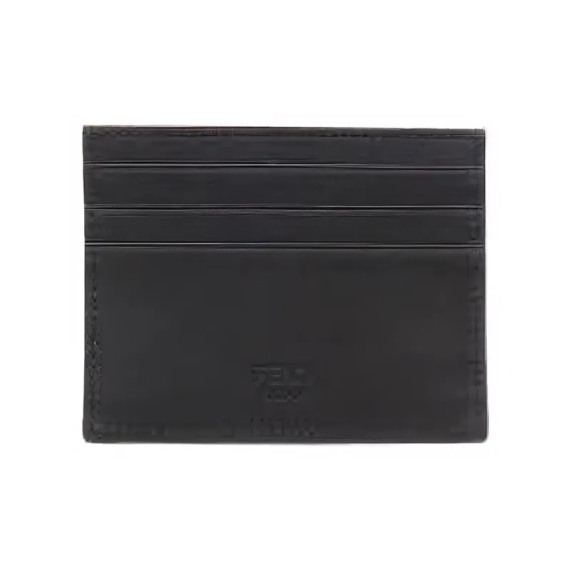FENDI Leather Card Clip Card Holder Men's Black/Gold-2
