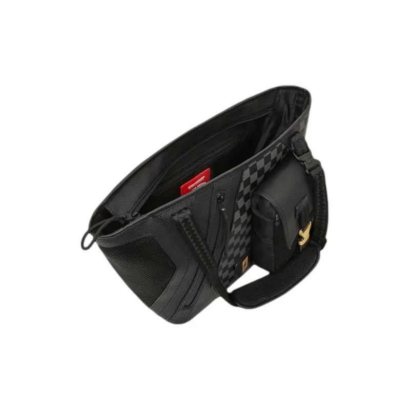 SPRAYGROUND Artificial Leather Tote Bag Shopping Bag Shoulder Bag Handbag Unisex Black Plaid-3