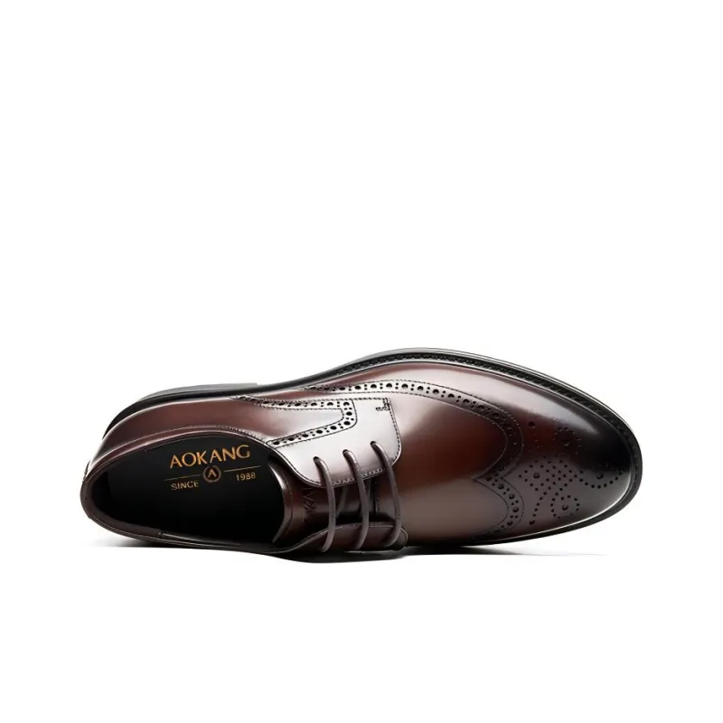 AOKANG Dress Shoes Men Low Top Black, Brown-3