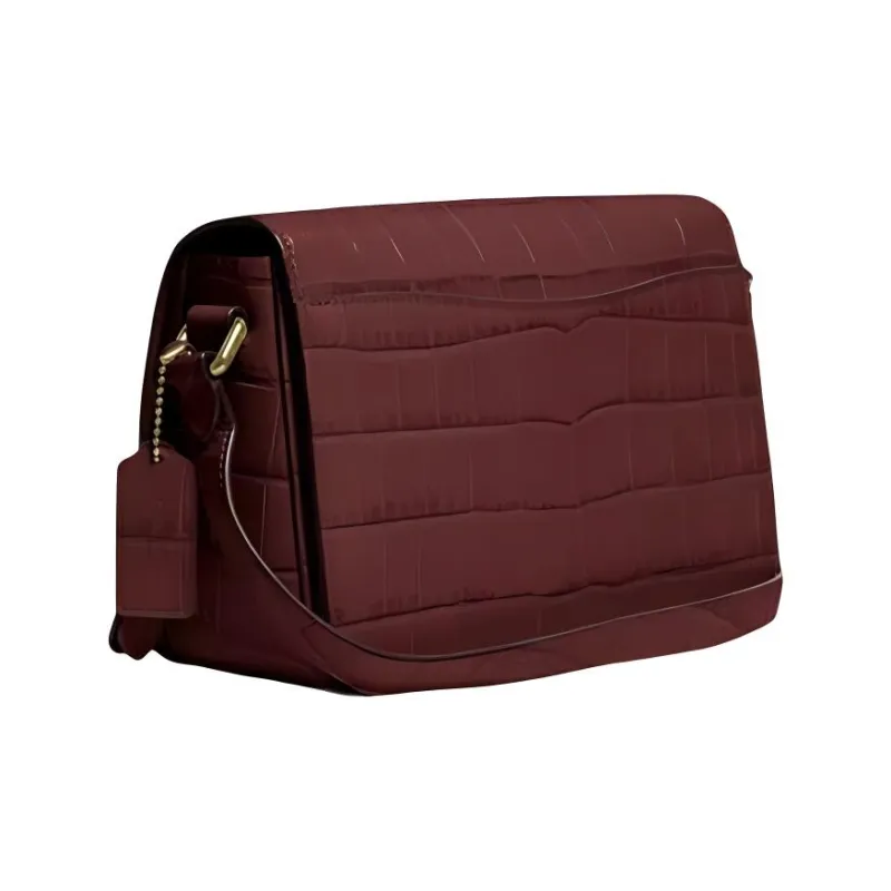 COACH Crocodile Pattern Leather Crossbody Bag, Shoulder Bag Women's Burgundy-2