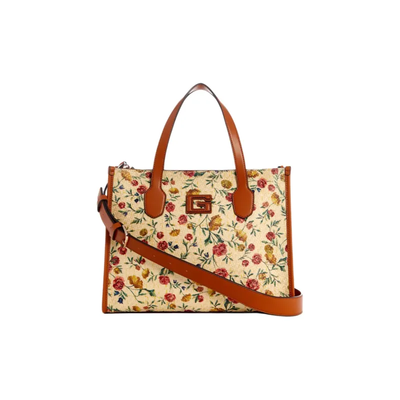 GUESS Faux Leather Tote Bag Shopping Bag Handbag Women's Red Brown-0