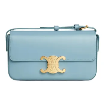 CELINE Triomphe Shiny Cow Leather Shoulder Bag Handbag Shoulder Bag Women's California Blue